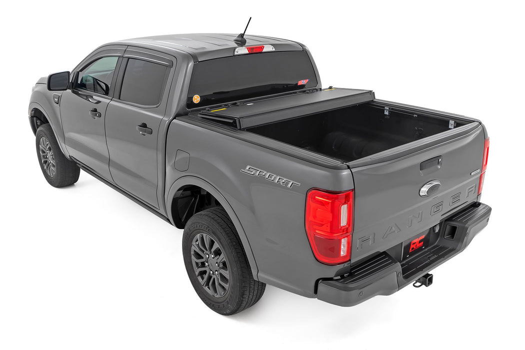 Rough Country Low Profile Tri Fold Aluminum Tonneau Cover for 2019 - 2023 Ford Ranger (5' Bed) - Recon Recovery