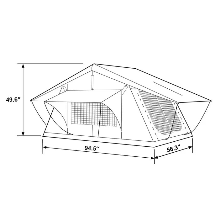 Openroad Soft Shell 2 - 3 People Rooftop Tent with Built in LED lights - 4 Season - Recon Recovery