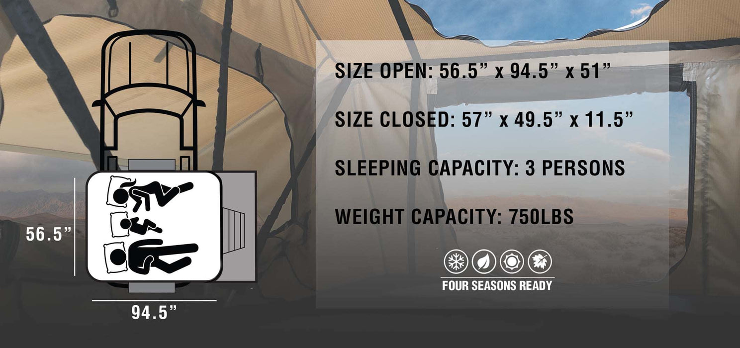 tmbk roof top tent OVS Light Weight TMBK V2 Soft Shell Rooftop Tent + Mounting Hardware — Recon Recovery