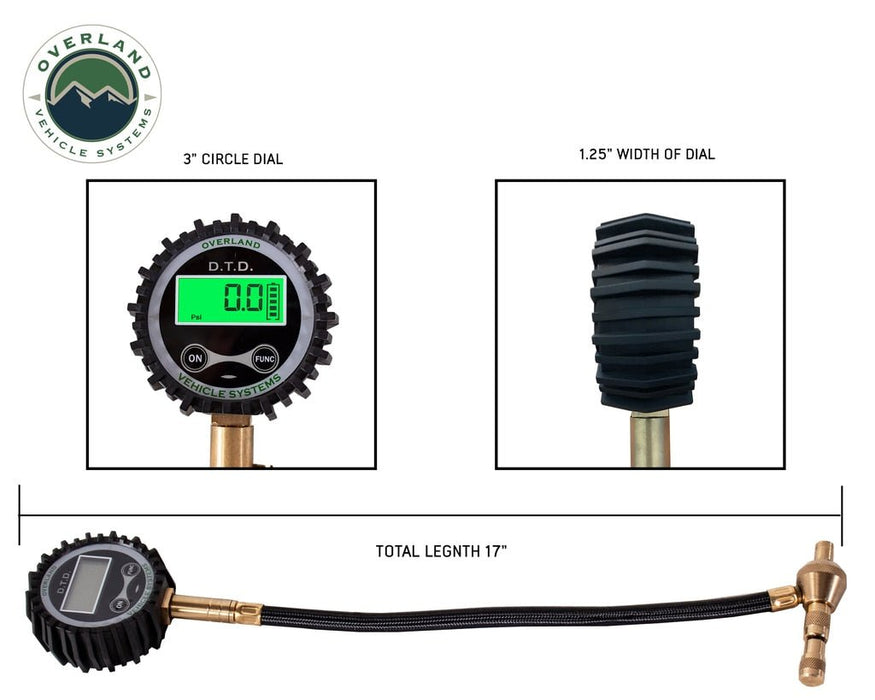 Overland Vehicle Systems 12020001 Tire Deflator - With Tire Pressure Gauge, Sold Individually - Recon Recovery