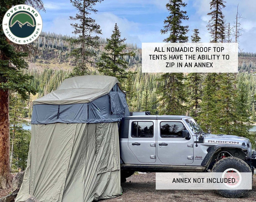 cvt roof top tent Overland Vehicle Systems 18631936 N3E Nomadic 3 Extended Roof Top Tent With Annex