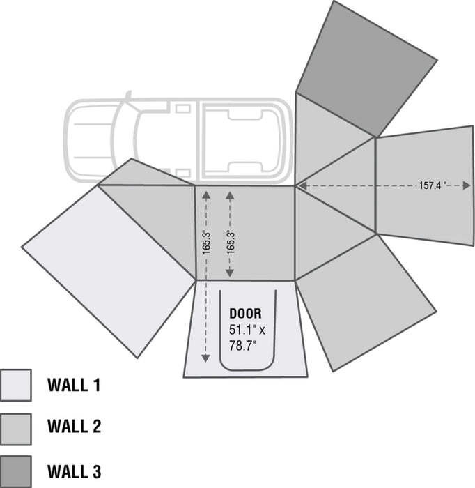 Overland Vehicle Systems 19539907 Gray Nomadic 270 Awning + Walls 1, 2, 3 - Recon Recovery