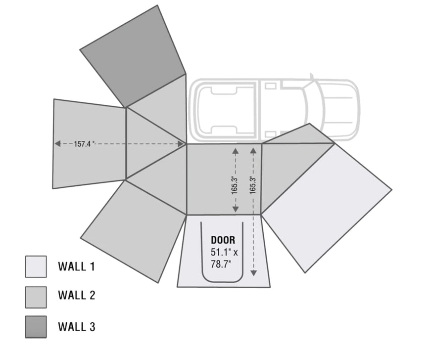 Overland Vehicle Systems 19549907 Gray Nomadic 270 Awning Passenger Side + Walls 1, 2, 3 - Recon Recovery