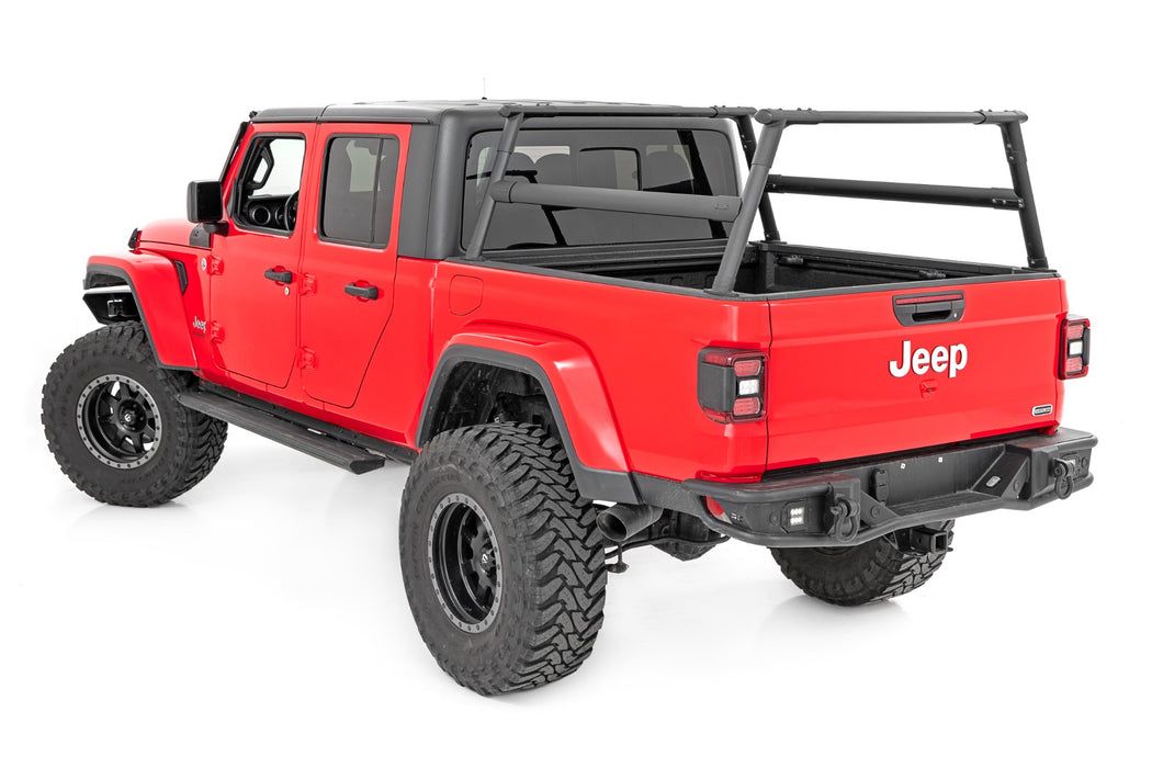 Rough Country Aluminum Overland Full Size Bed Rack for 2020-2024 Jeep Gladiator JT - Recon Recovery