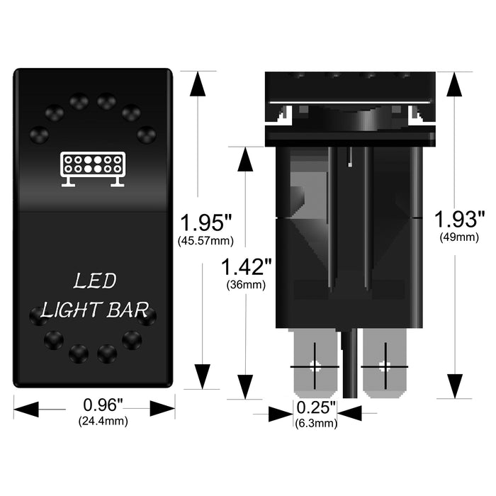 Bulldog Winch 20260 Rocker Switch On/Off 5 Pin LED Light Bar White