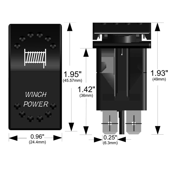 Bulldog Winch 20262 Winch Power Rocker Switch - On/Off 5-Pin-Red