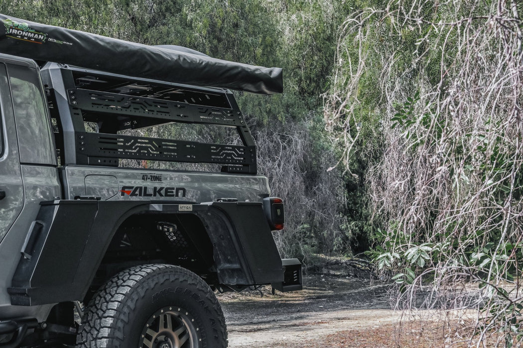 jeep gladiator tent rack Attica 4x4 2019-2023 Jeep Gladiator JT Frontier Series Bed Rack ATTJT02I101-BX