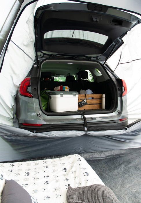 suv trunk tent Backroadz 19100 SUV Cargo Tent - SUV Tent, Green and Gray, 5 Persons
