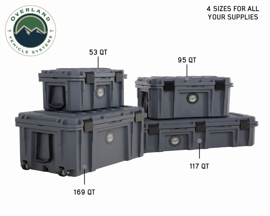 Overland Vehicle Systems 40100031 D.B.S. - Dark Grey 169 QT Dry Box with Wheels, Drain, and Bottle Opener