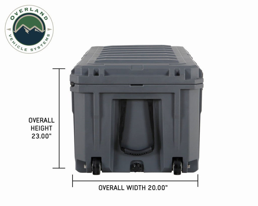 Overland Vehicle Systems 40100031 D.B.S. - Dark Grey 169 QT Dry Box with Wheels, Drain, and Bottle Opener - Recon Recovery