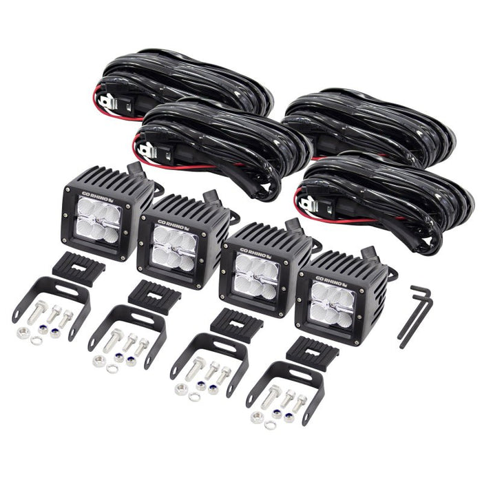 Go Rhino 3" LED 18W Light Pods Cubes (Set of 2 or Set of 4) Includes Switch & Harness - Recon Recovery