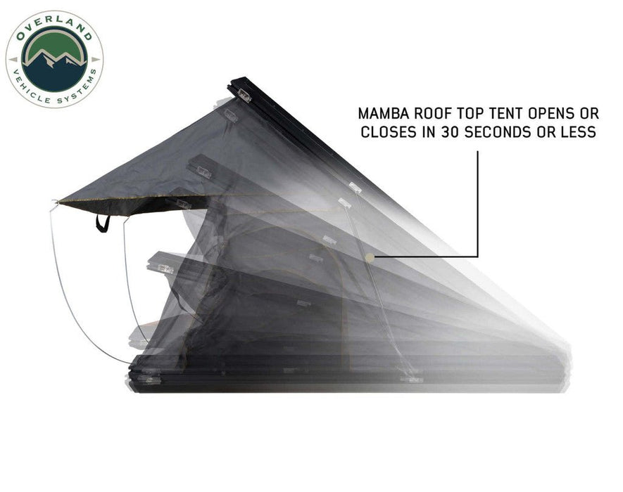 Overland Vehicle Systems 18099901 Mamba 3 Hard Shell Aluminum Roof Top Tent + Cross Bars - 3 Person - Recon Recovery