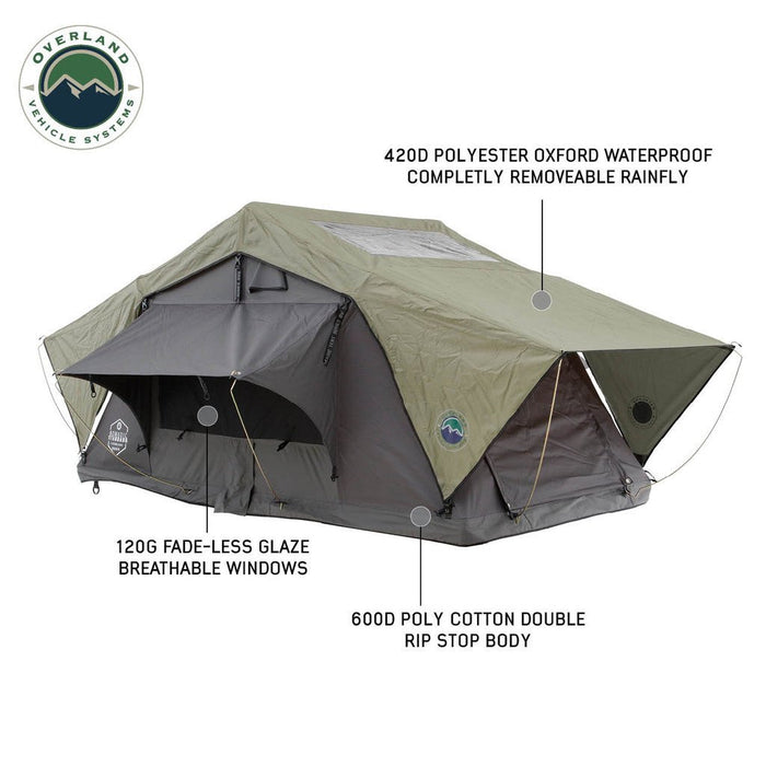 Overland Vehicle Systems 18439936 Nomadic 3 Soft Shell Roof Top Tent + Free Bonus Gifts - 3 Person - Recon Recovery