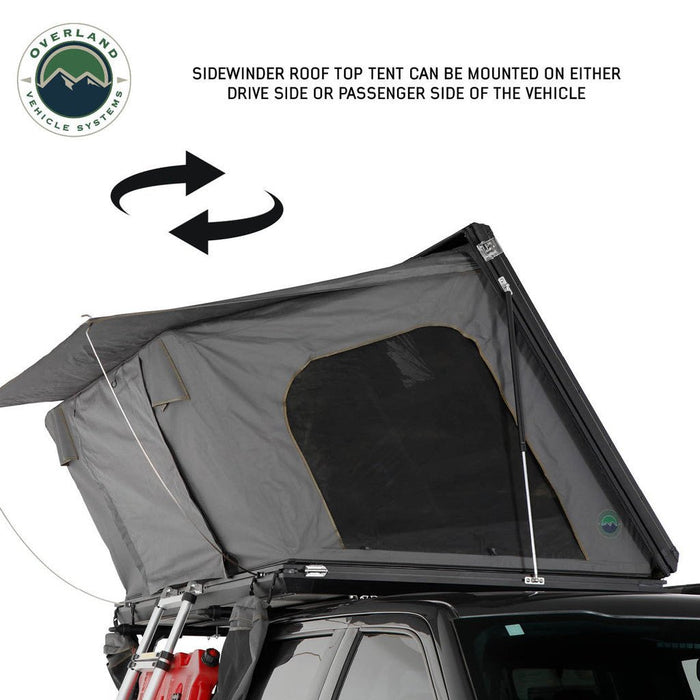 Overland Vehicle Systems 18109901 Sidewinder Aluminum Hard Shell Rooftop Tent + Removable Crossbars - 3 Persons - Recon Recovery