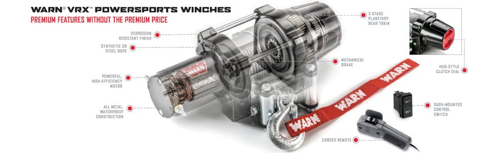 Warn 101020 ATV-UTV Winch - 2,500 lbs. Pull Rating, 50 ft. Line - Recon Recovery
