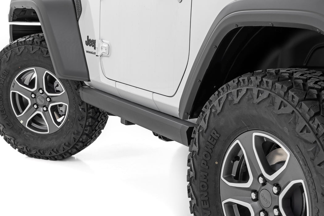 Rough Country PSR61030 Lighted Power Running Boards for 2018-2024 Jeep Wrangler JL 2 Door (No Drill)