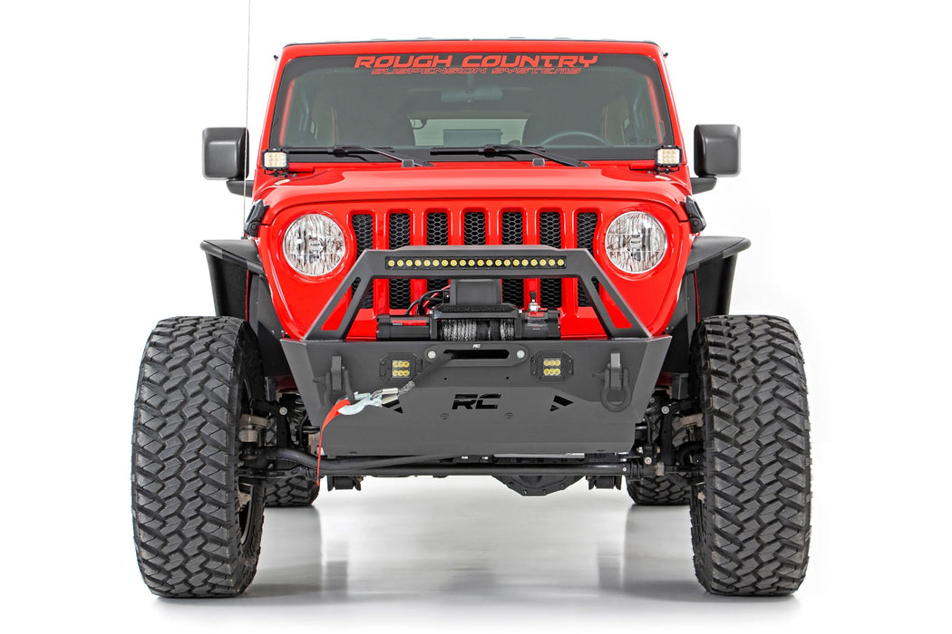 Rough Country 10597A Stubby Trail Front Bumper for (07-24) Jeep Wrangler JK JL & Gladiator JT