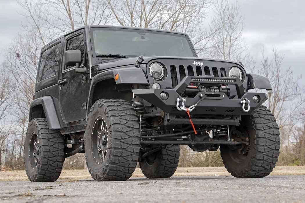 Rough Country 10596 Mid Width Sport Front Bumper for (07-24) Jeep Wrangler JK JL & Gladiator JT - Recon Recovery