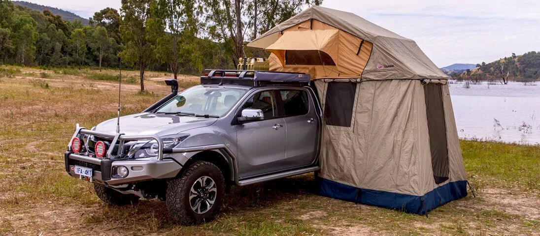 ARB 803804 Simpson Rooftop Tent & Annex Combo Kit - Polyester Fabric, Tan, 4 Persons - Recon Recovery
