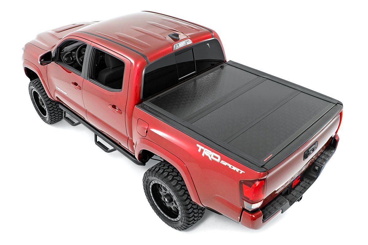 Rough Country 47420500 Low Profile Tri Fold Aluminum Tonneau Cover For ...