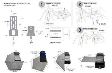 Overland Vehicle Systems 19549907 Gray Nomadic 270 Awning Passenger Side + Walls 1, 2, 3 - Recon Recovery